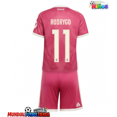 Camiseta Real Madrid Rodrygo Goes #11 Tercera Equipación Replica 2026-27 para niños mangas cortas (+ Pantalones cortos)